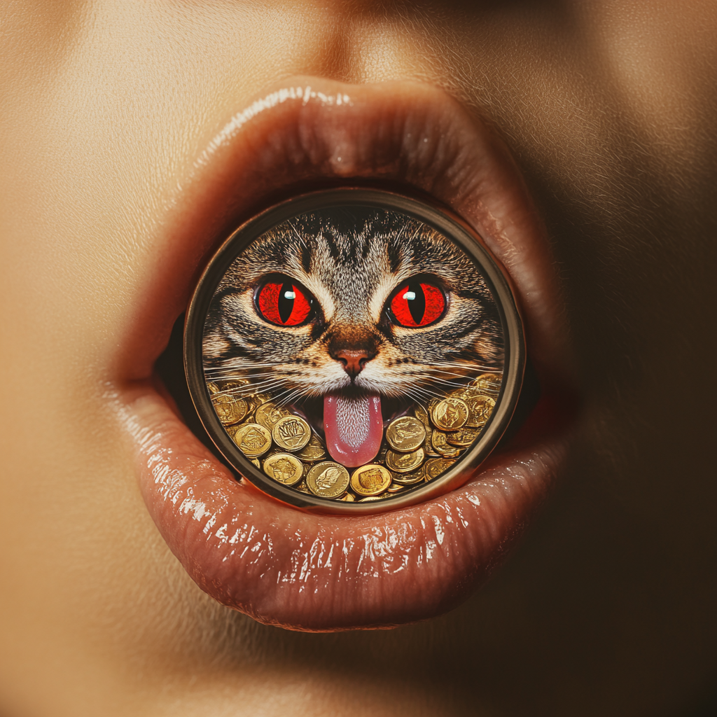 A girl has a cat acid sticker tongue.