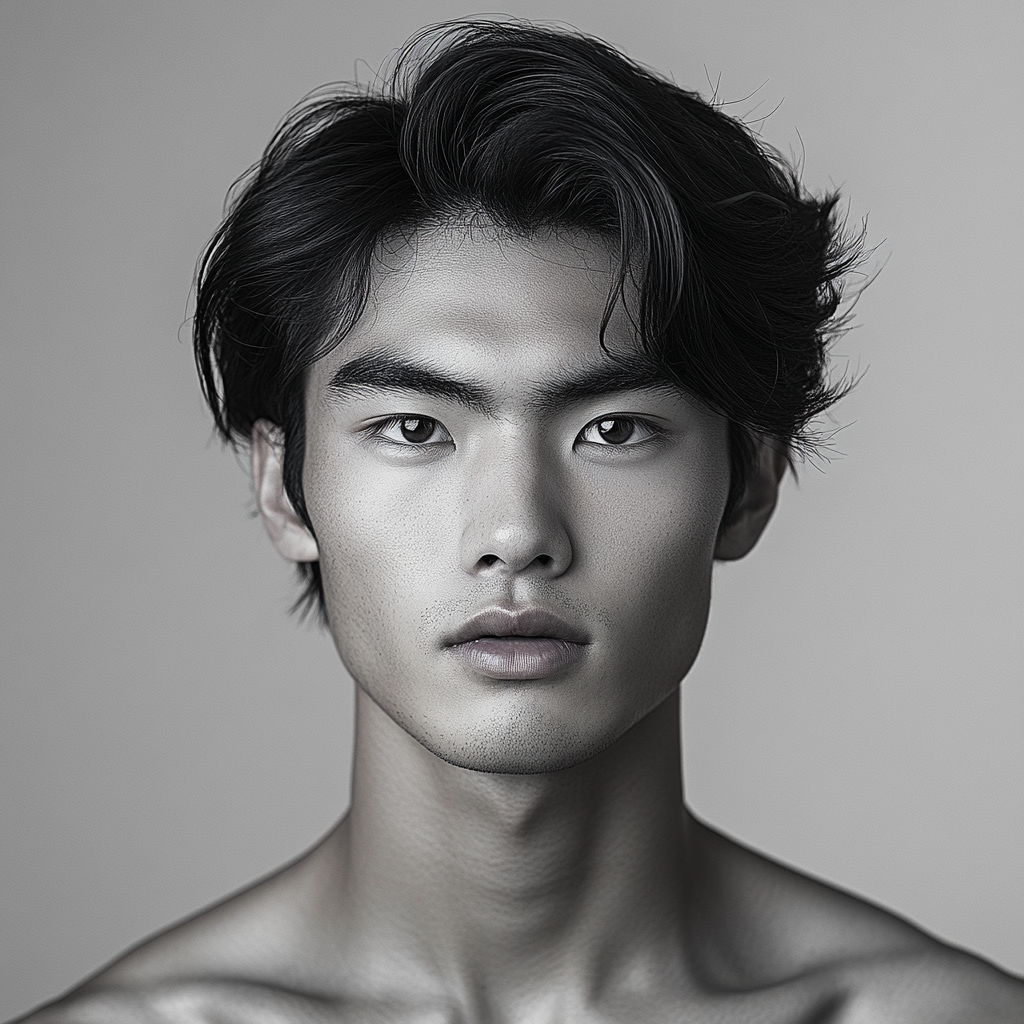 A handsome young Asian man with dark hair.