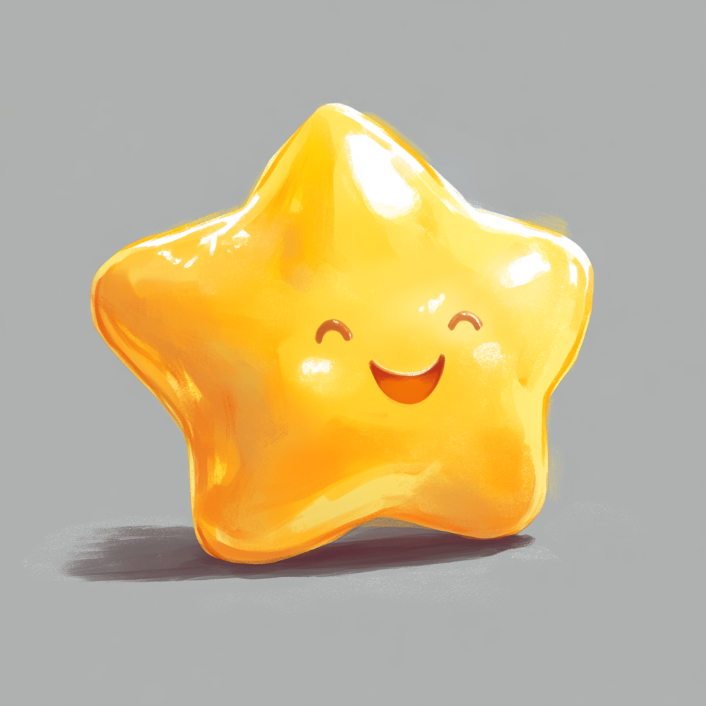 A happy, chubby yellow star-shaped balloon