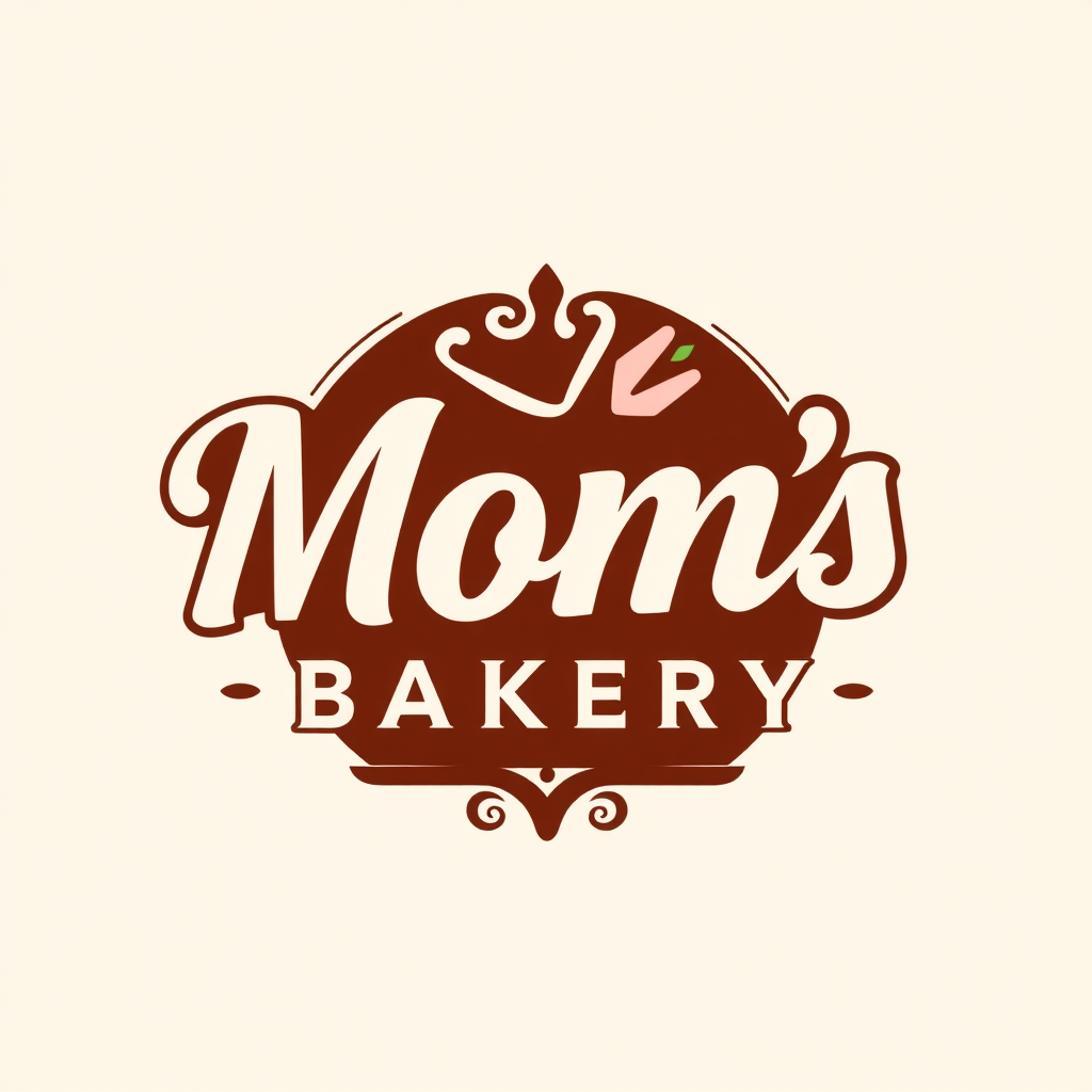 A logo for Mom's Bakery with custom font.