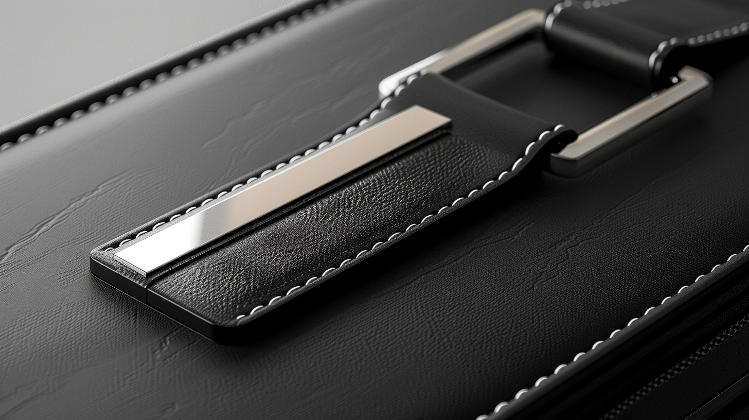 A luxury luggage tag with sustainable material.