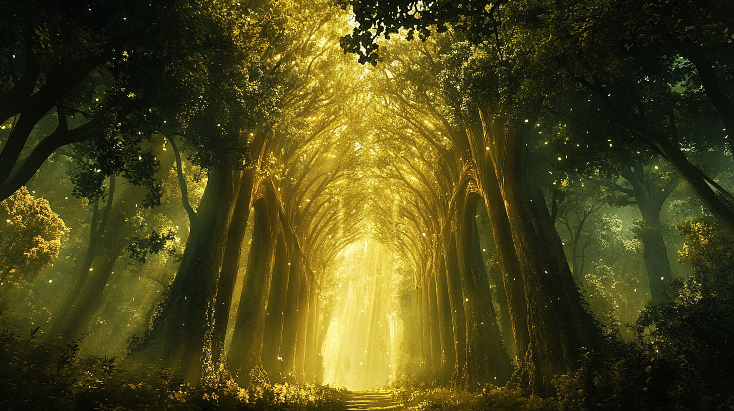 A majestic forest cathedral with hauntingly beautiful atmosphere.