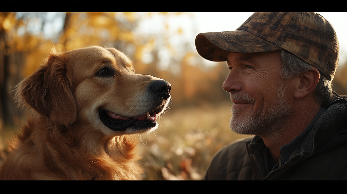 A man and his dog grow old together