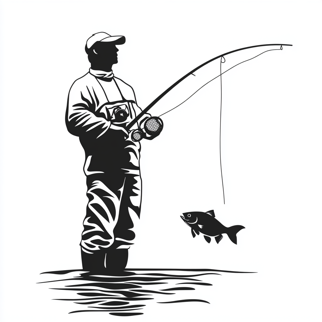 A man fishing with a rod and reel.