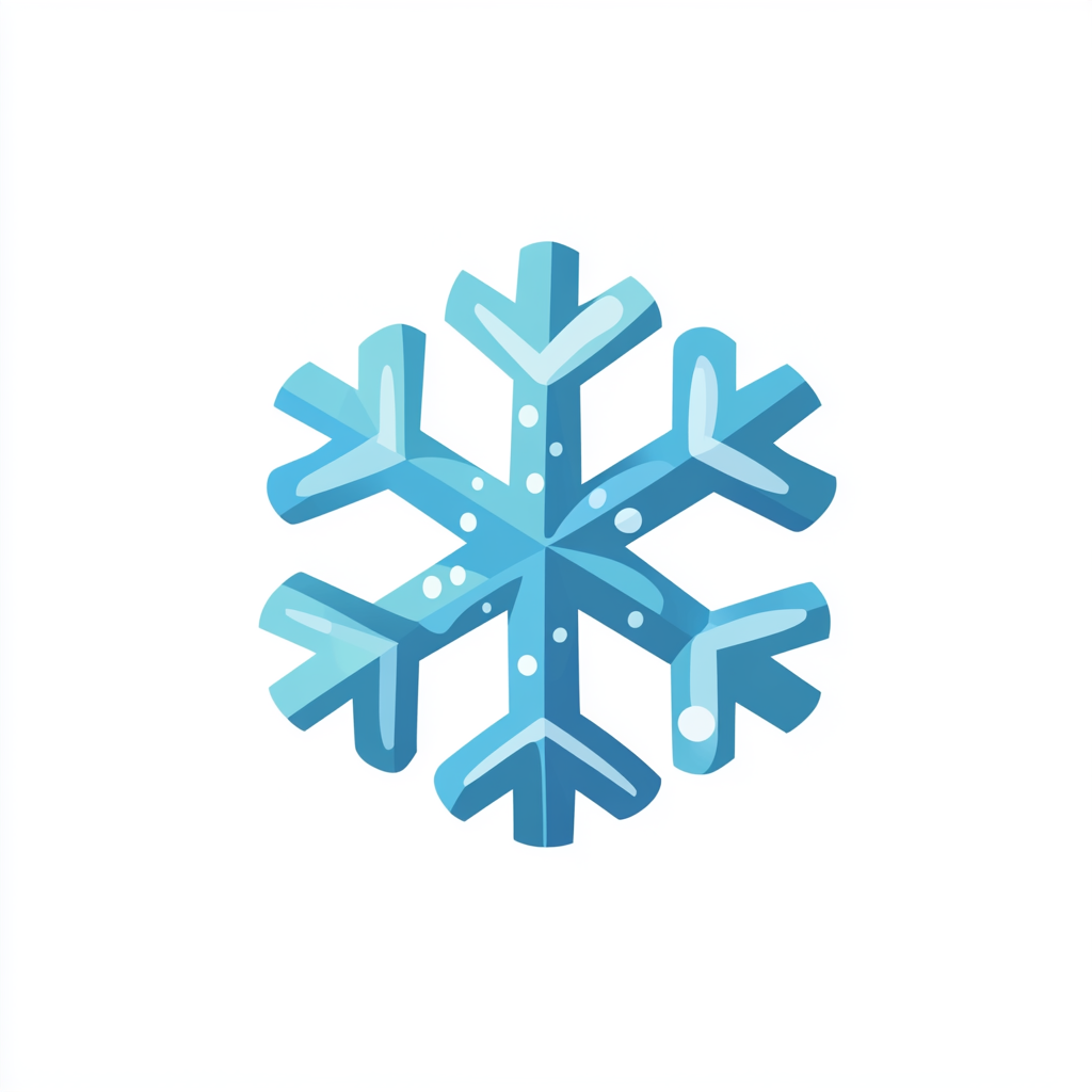 A minimalist icy blue snowflake for social media.