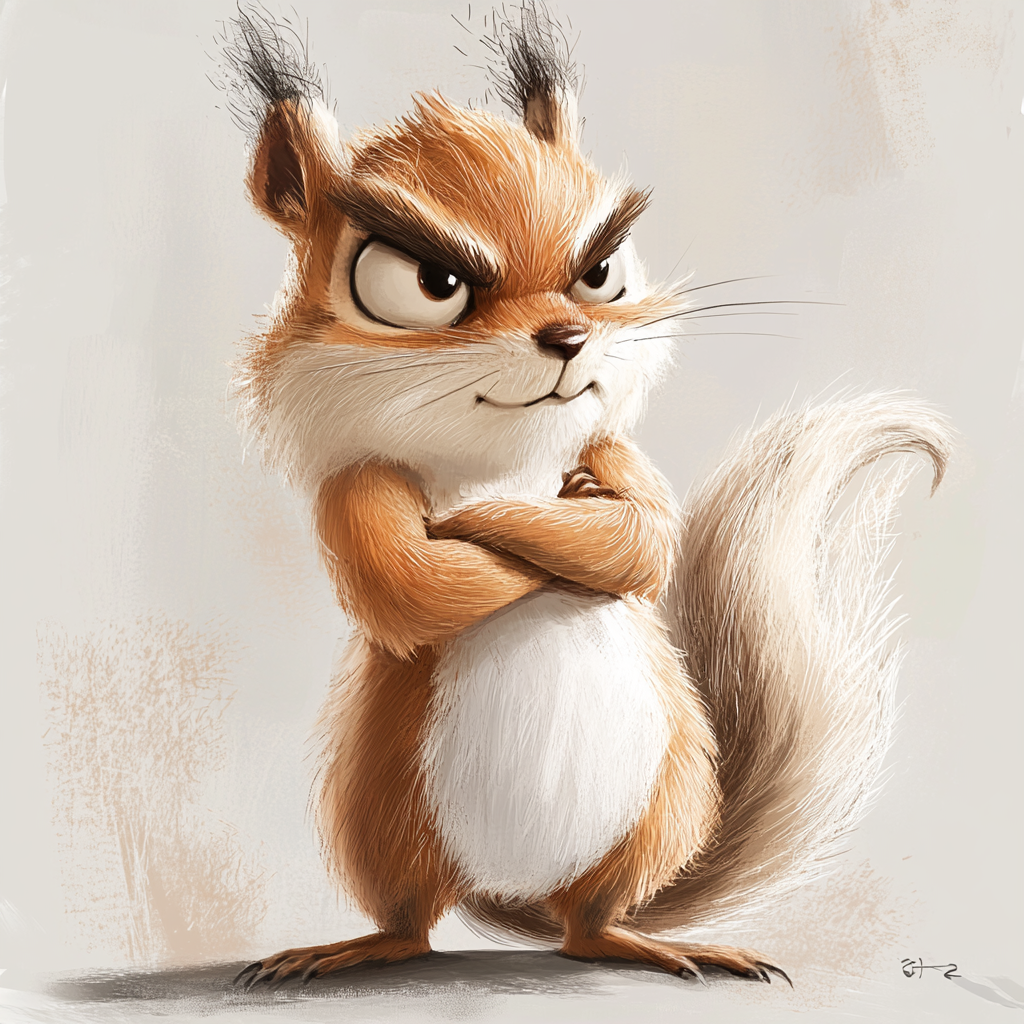 Illustration of a mischievous squirrel