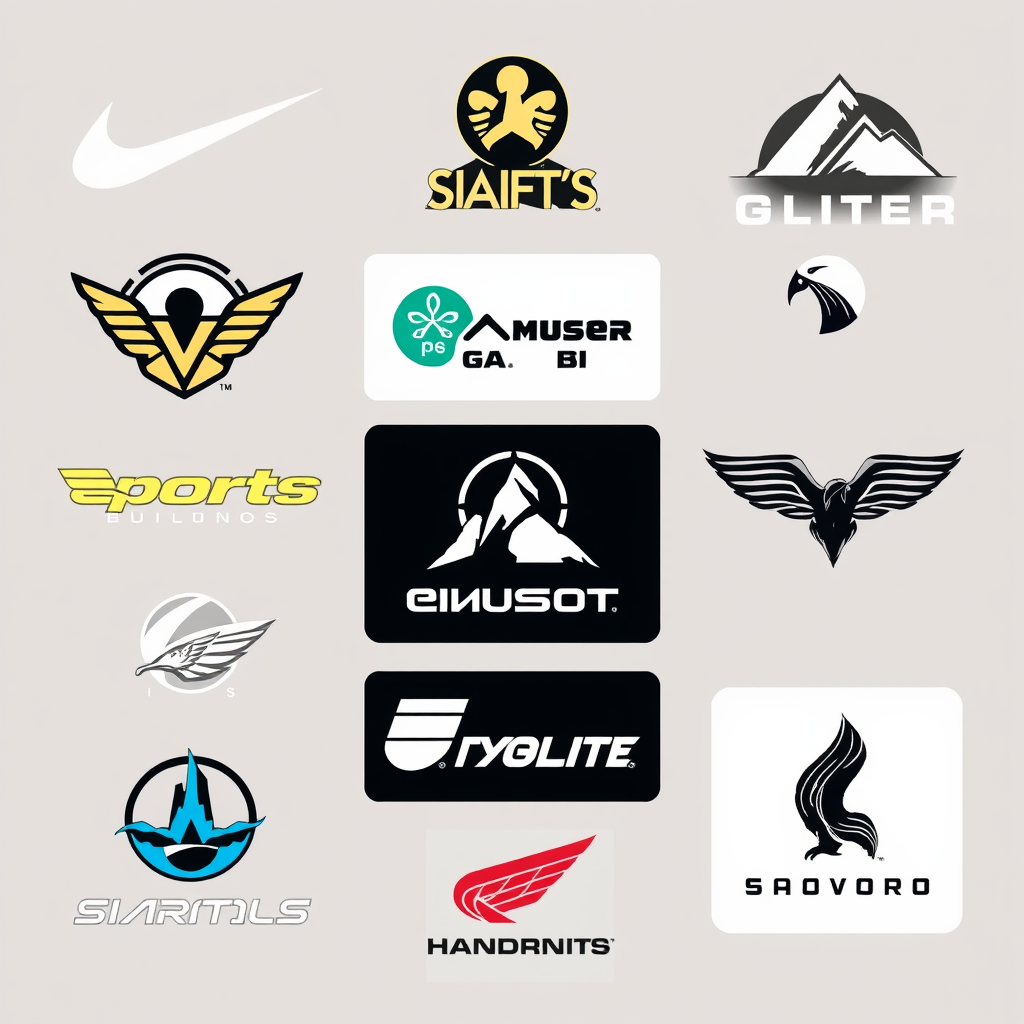 A mix of expensive brand logos for sports.