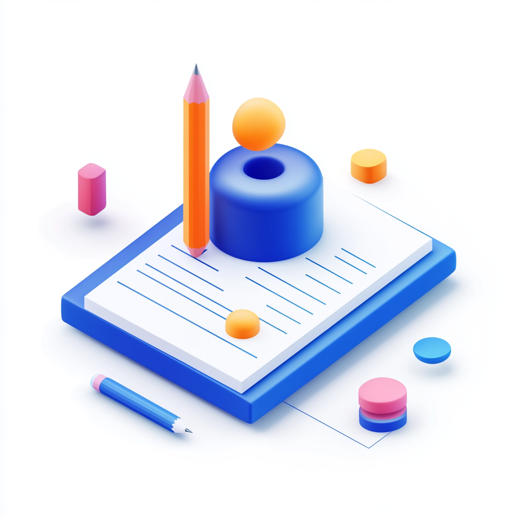 A modern 3D icon showing academic test