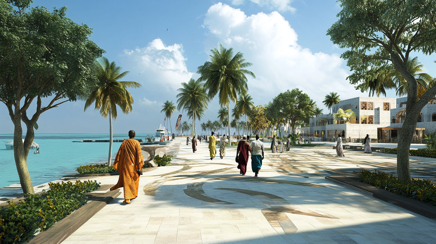 A modern plaza in Zanzibar inspired by trade winds.