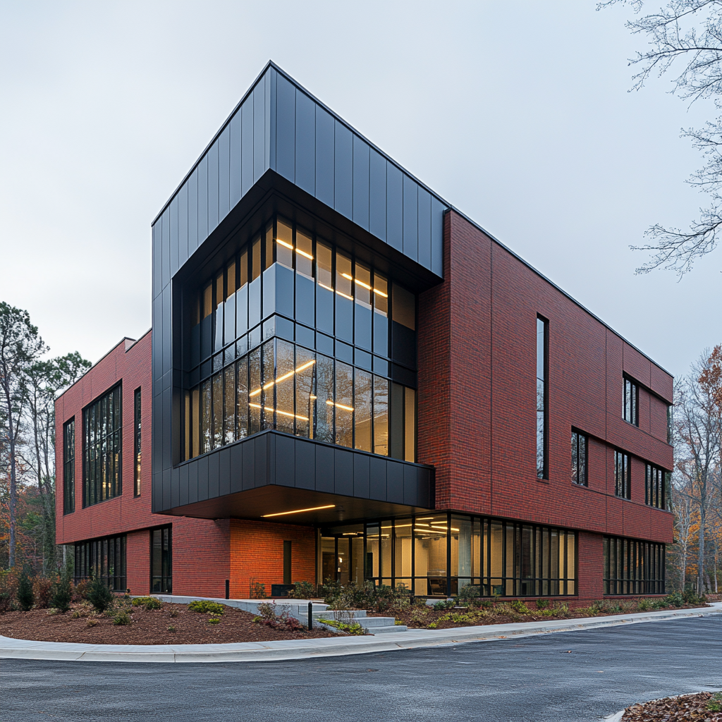 A modern two-story medical building in suburbs