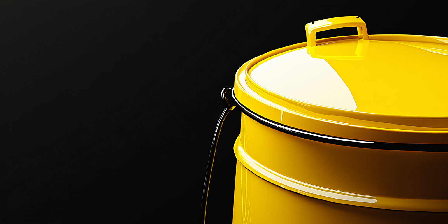 A modern yellow locked bucket on clean black background