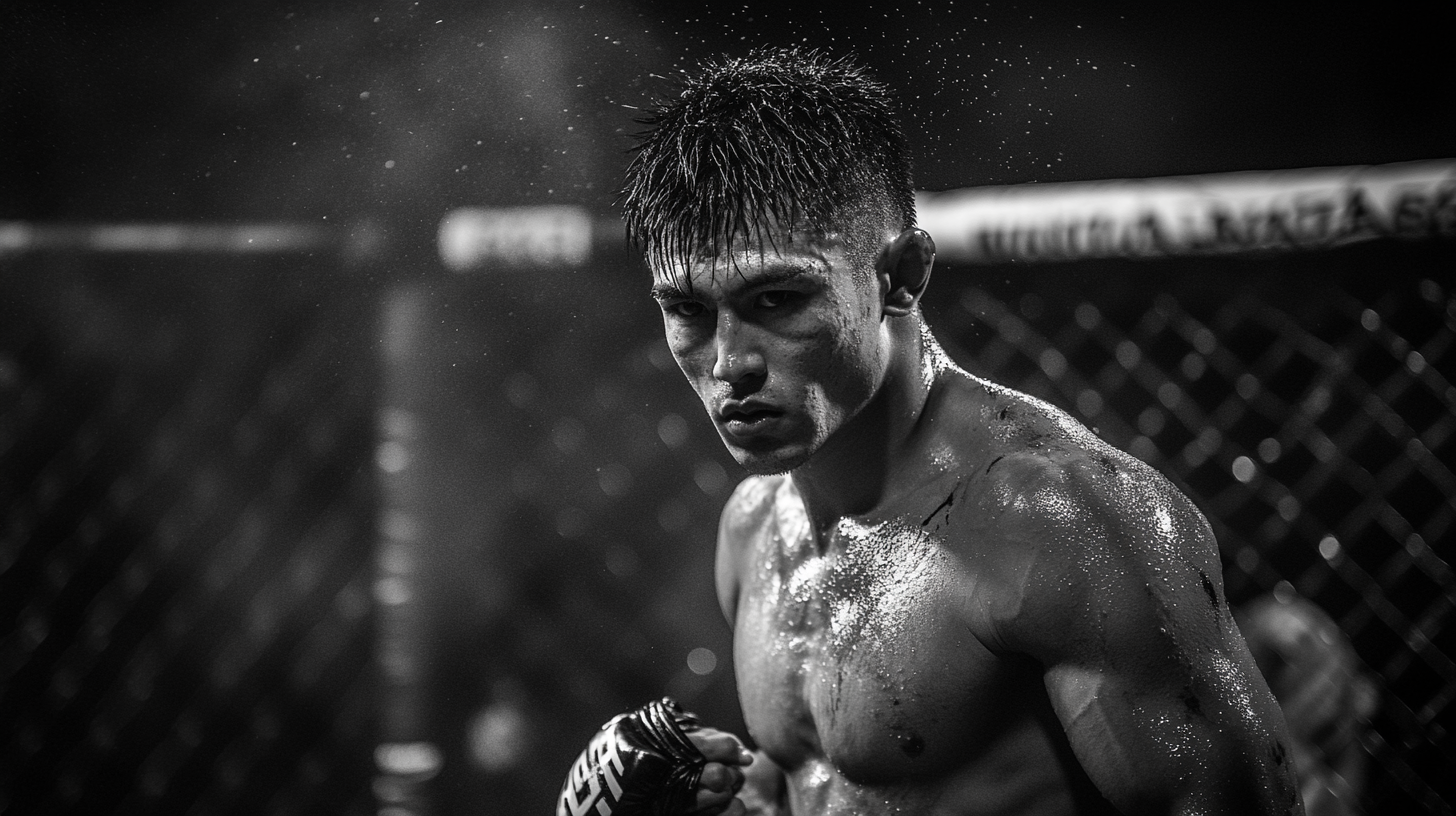 A muay thai fighter victorious, exiting the ring