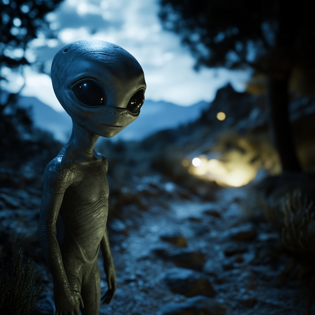 A mysterious alien scene with detailed lighting