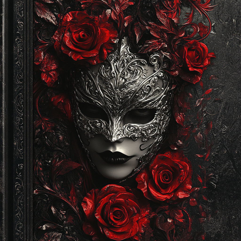 A mysterious book cover with red roses.