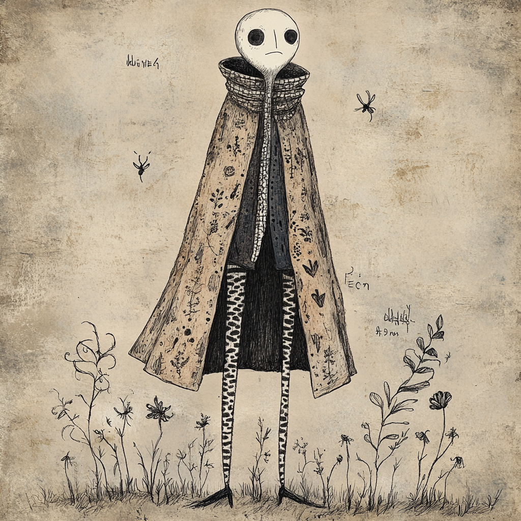 A mystifying, whimsical portrait evoking Edward Gorey's essence