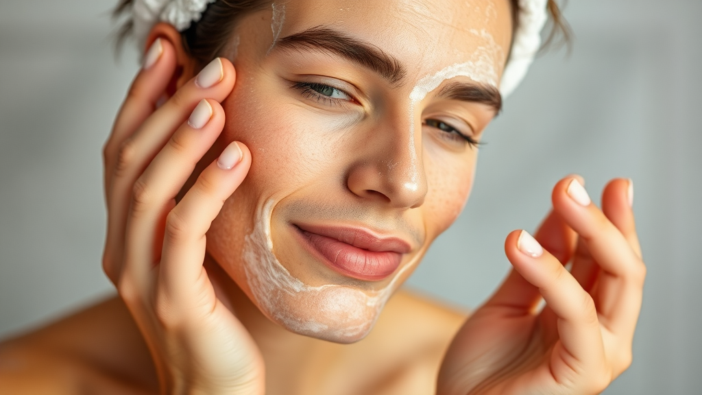 A person using fruits for natural skin care.