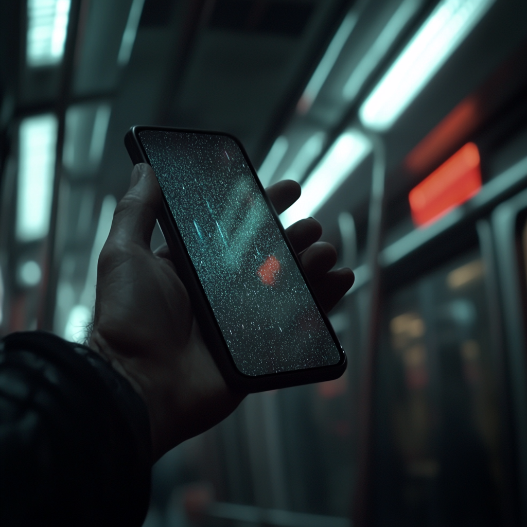 A person using phone in subway like Entergalactic