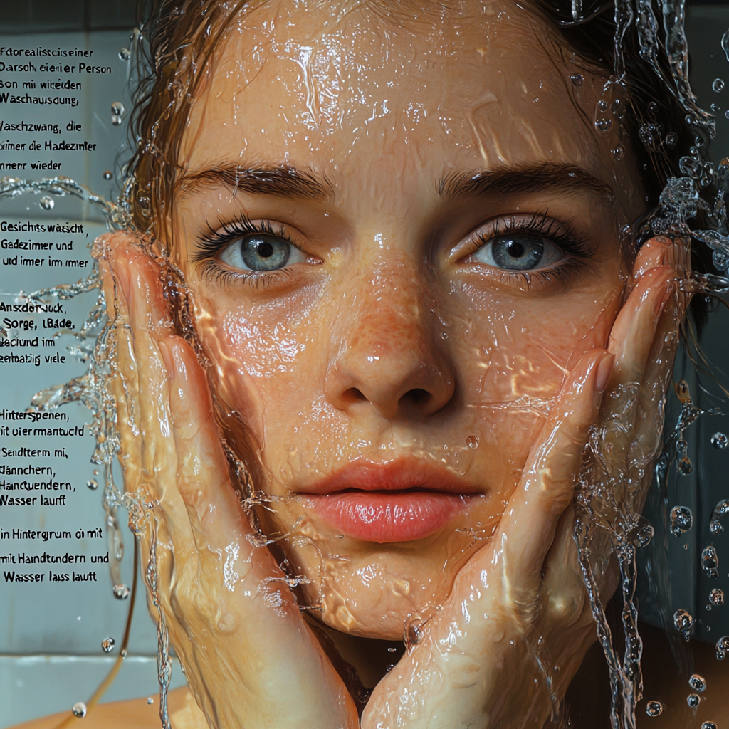 A person washing hands anxiously in bathroom.