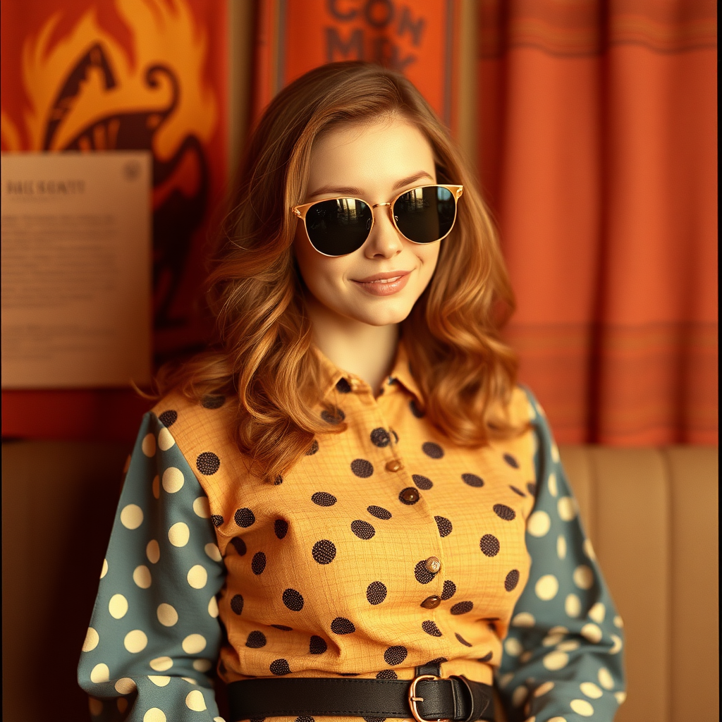 A photo of Sabrina Carpenter in 60s outfit.