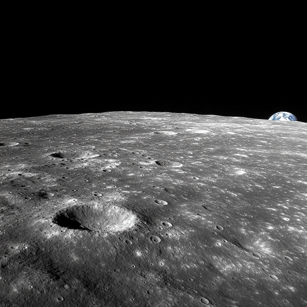 A photo of the moon with Earth nearby