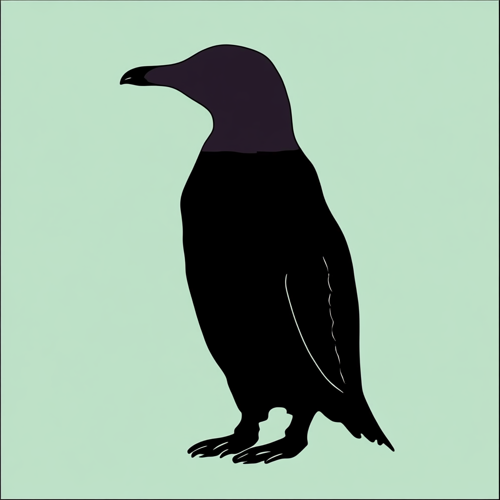 A playful penguin in mint and lavender