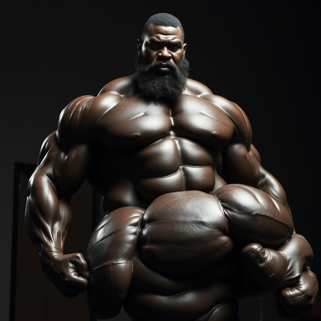 A powerful, muscular black bodybuilder.