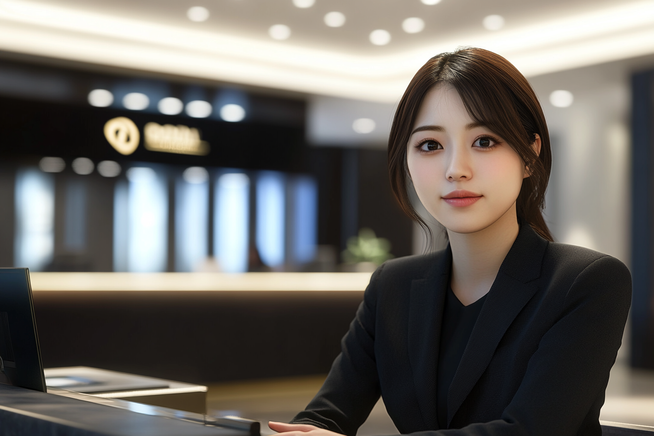 A professional Japanese woman in bank office