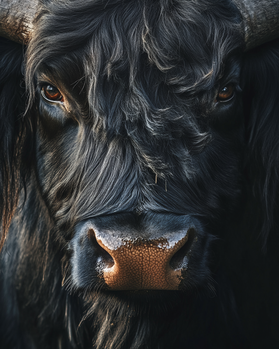 A proud bull showing intricate details and beautiful light.