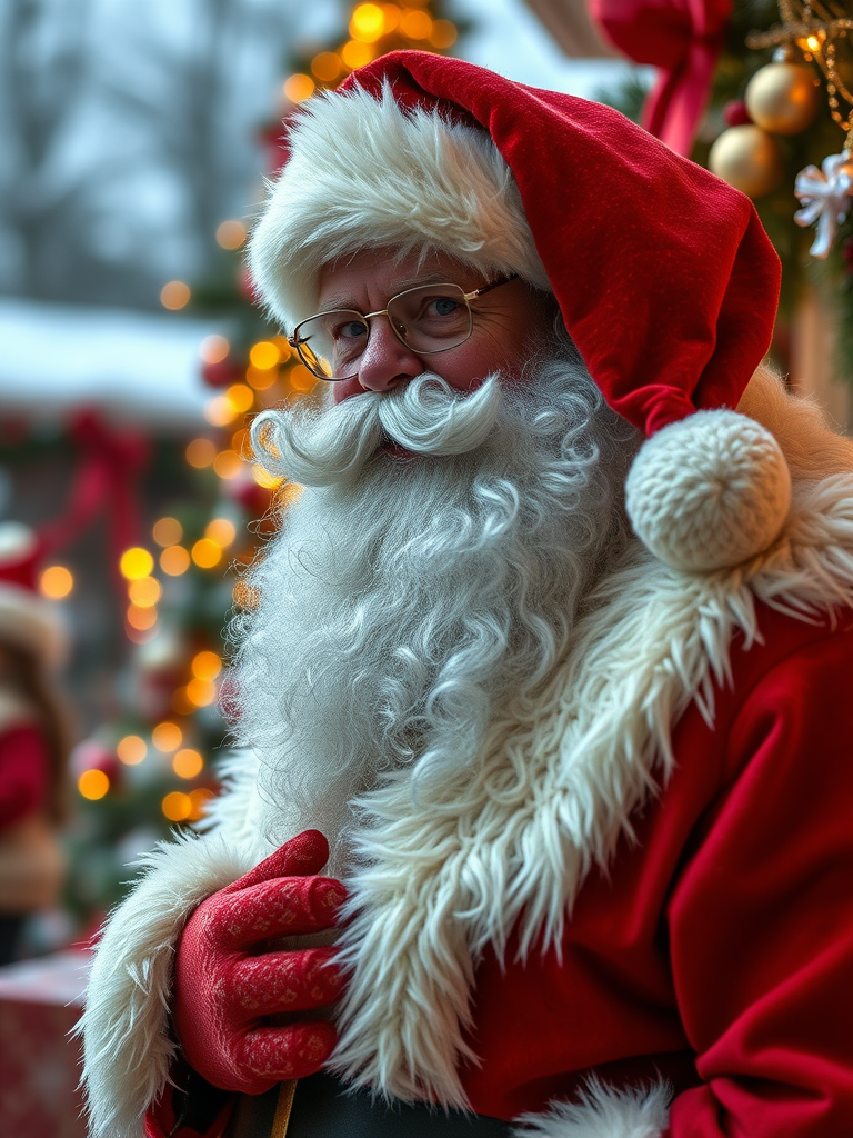 A realistic Santa enjoying vacation at the beach.