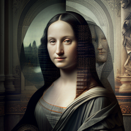 A realistic painting of Mona Lisa and Venus.