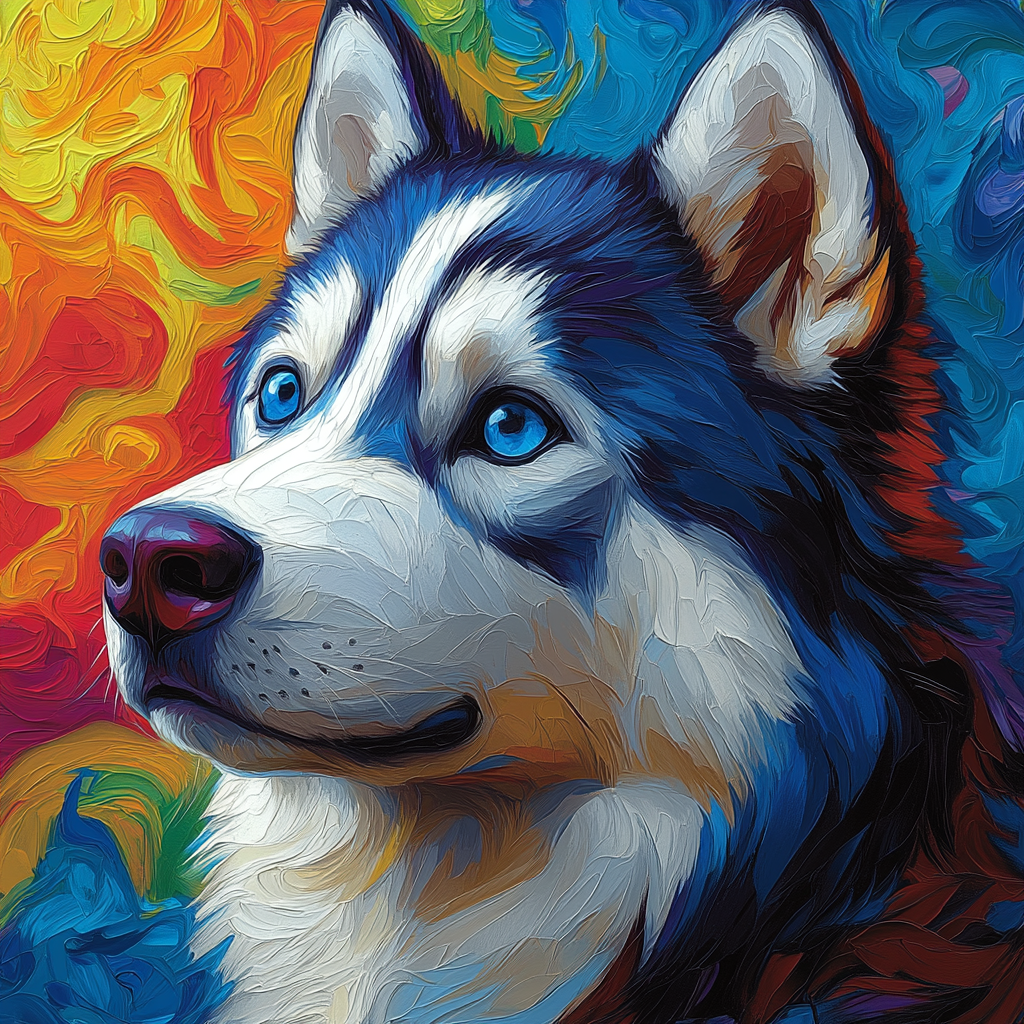 A realistic portrait of dignified Siberian Husky.