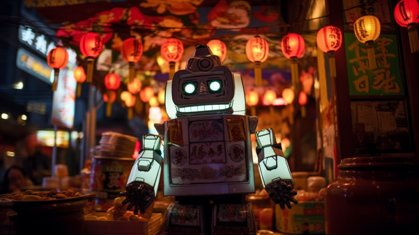 A robot selling steamed buns in Chinatown.