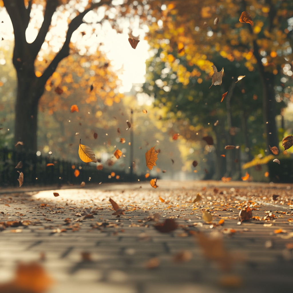 A serene November morning in a park