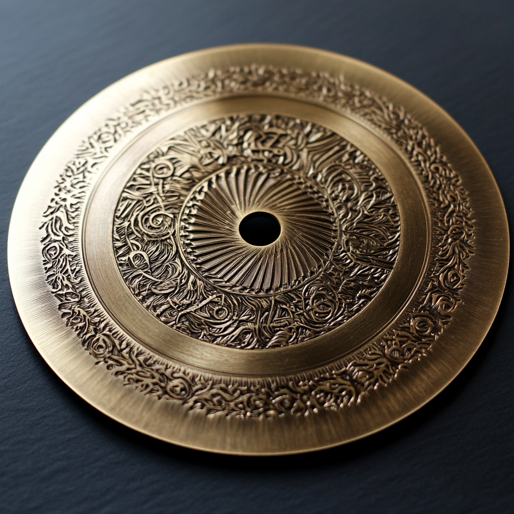 A shiny brass disk with magical symbols