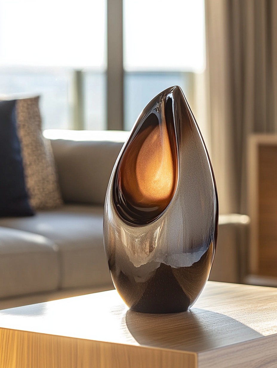 A shiny vase in a modern room