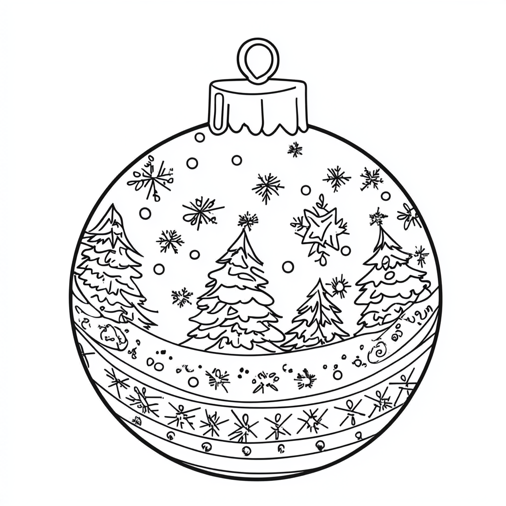 A simple Christmas bauble coloring page for kids