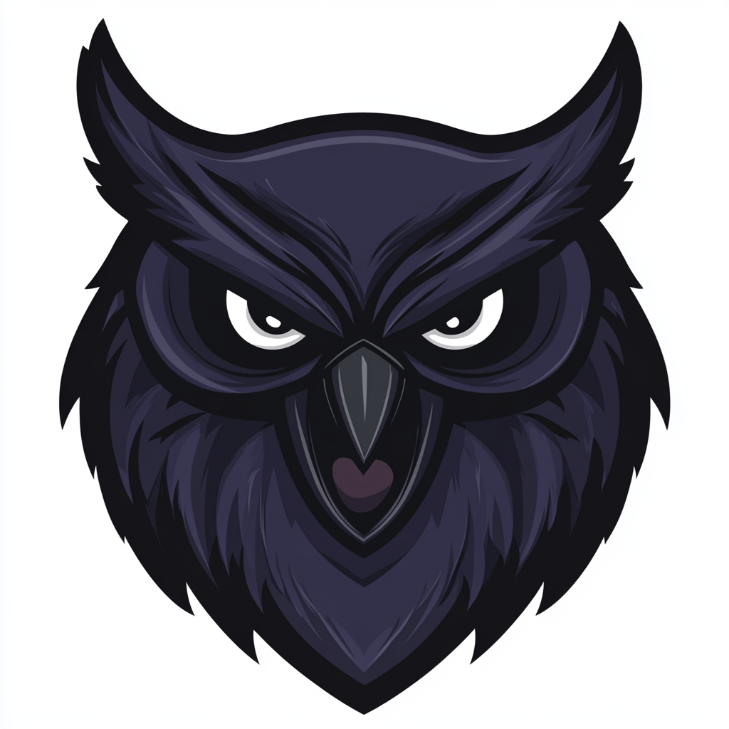 A simple angry black owl logo design