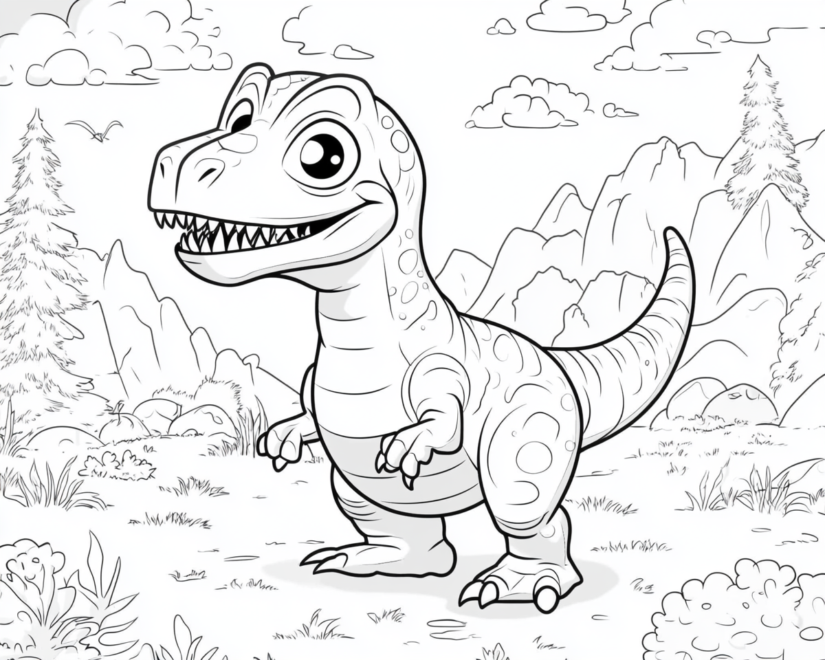 A simple dinosaur coloring page for kids.