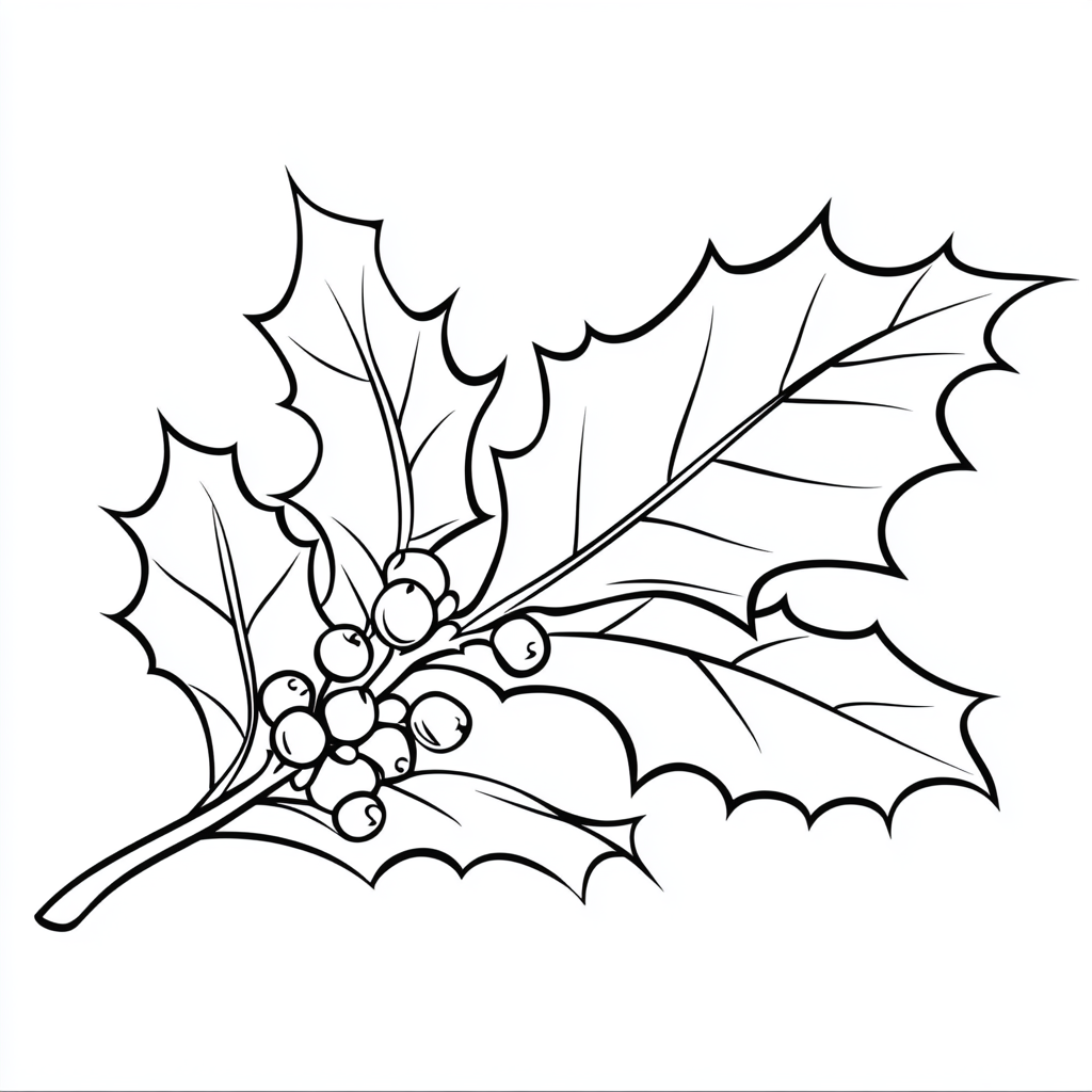 A simple holly leaf coloring page for kids