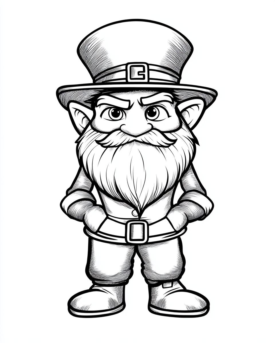 A simple leprechaun coloring page for children