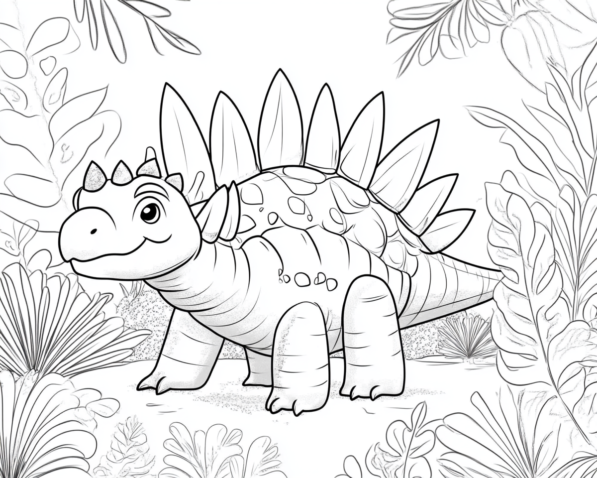 A simple stegosaurus coloring page for kids.