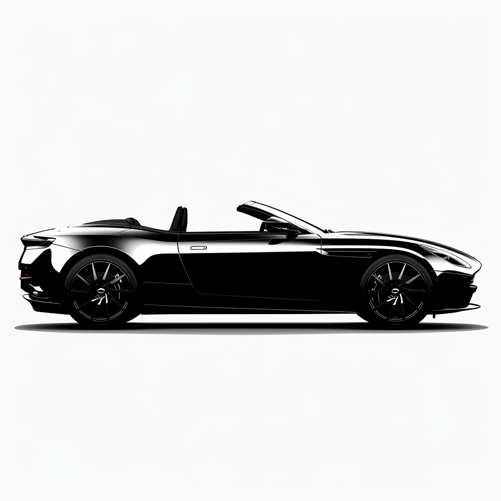 A sleek black Aston Martin logo in profile