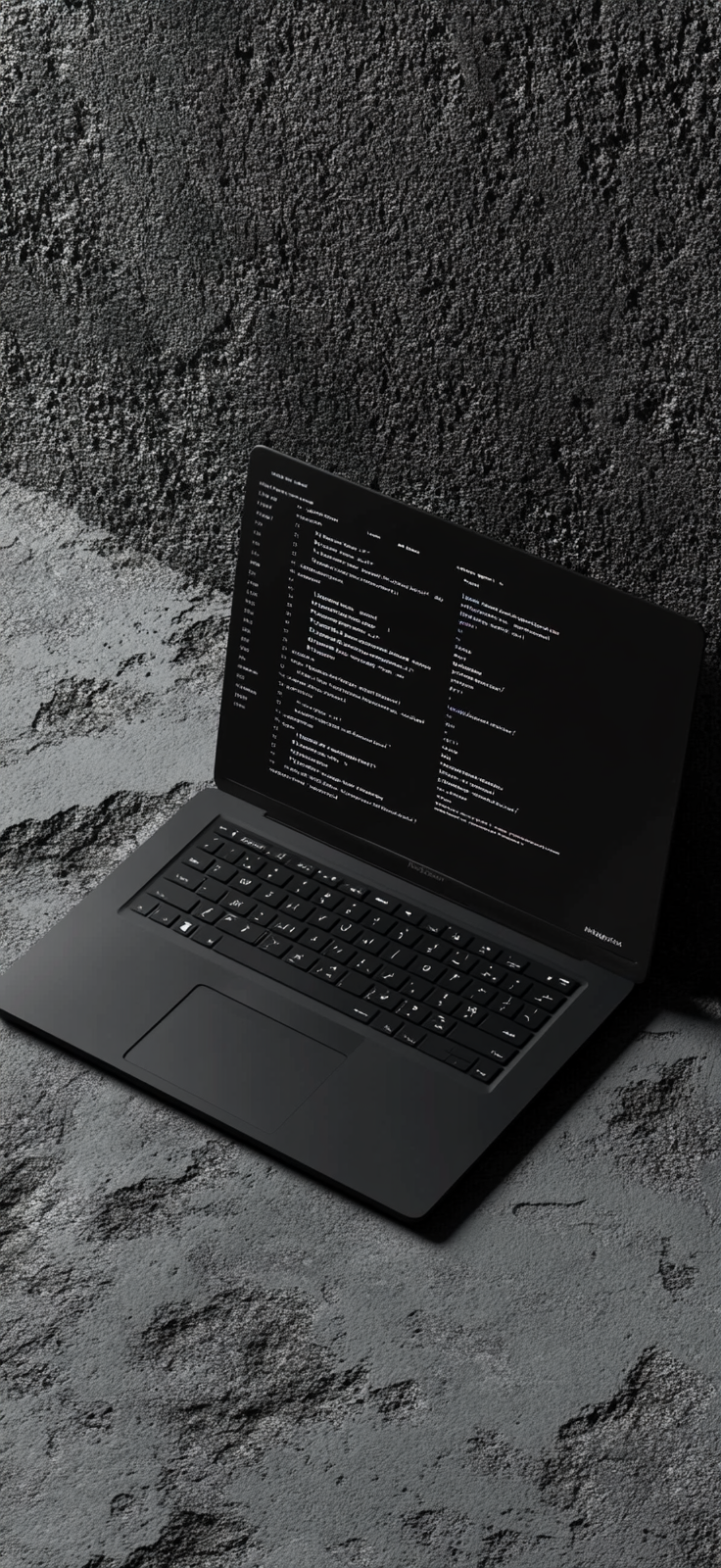 A sleek laptop displaying code snippets on screen