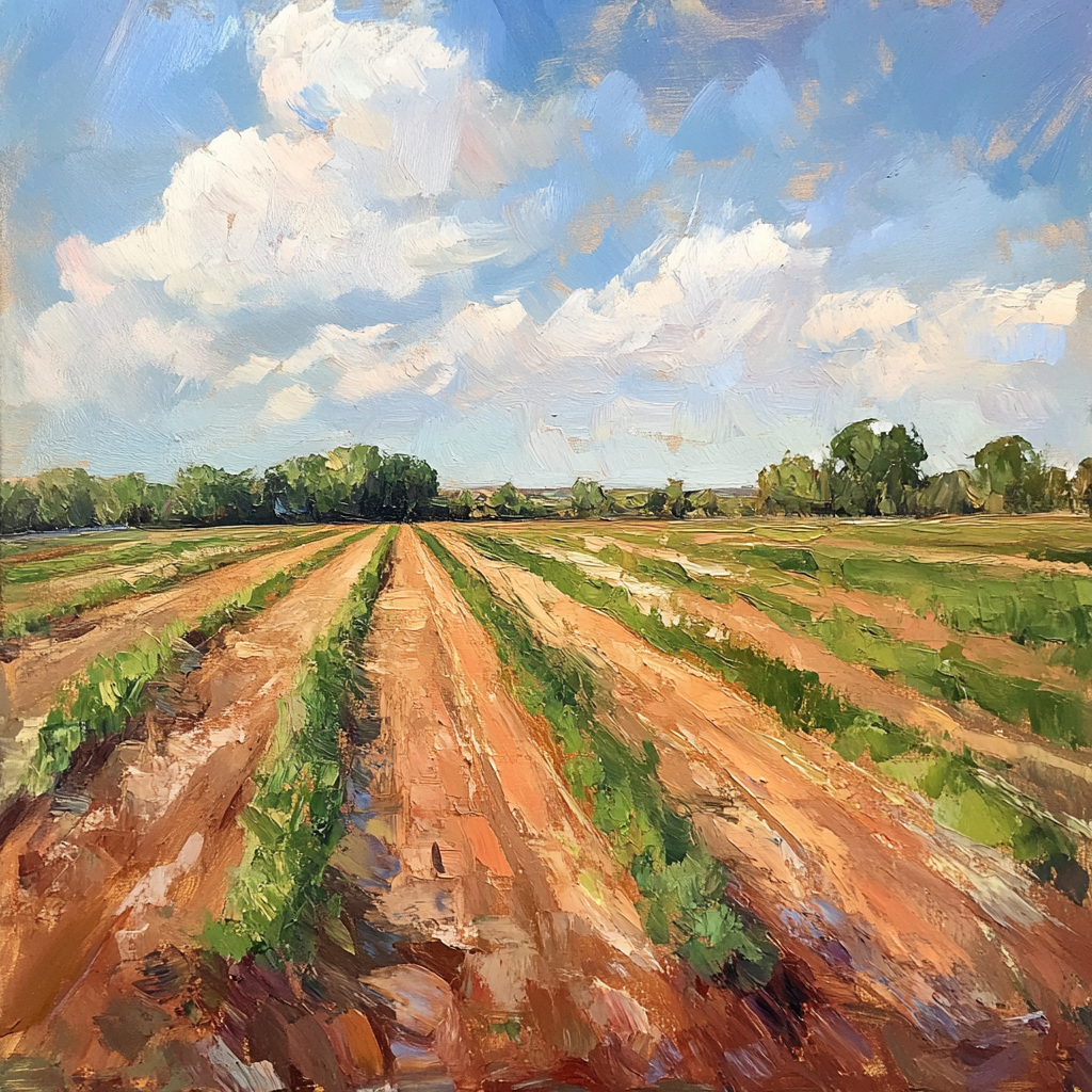 A soft, fertile soil nourishing life in painting