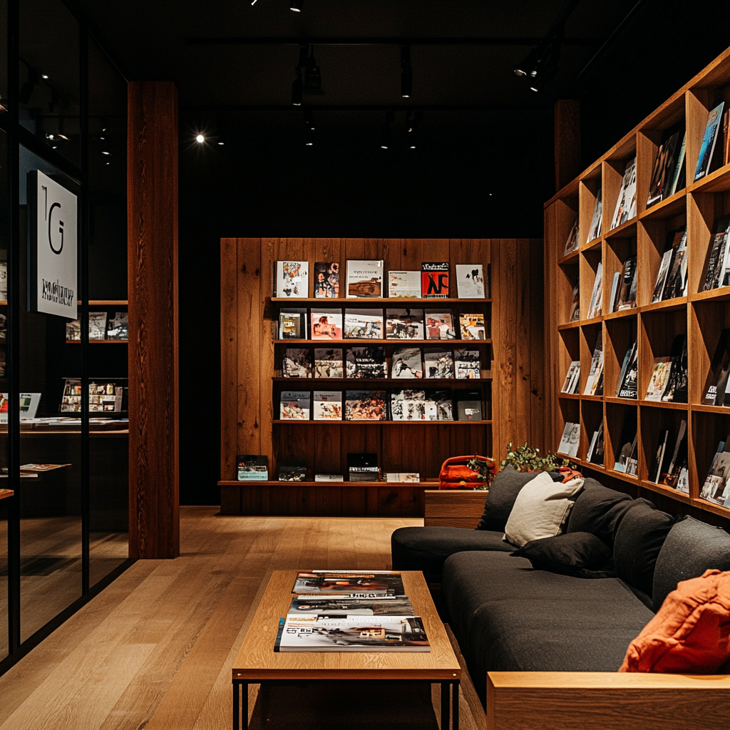 A store with magazines, books, coffee, and design