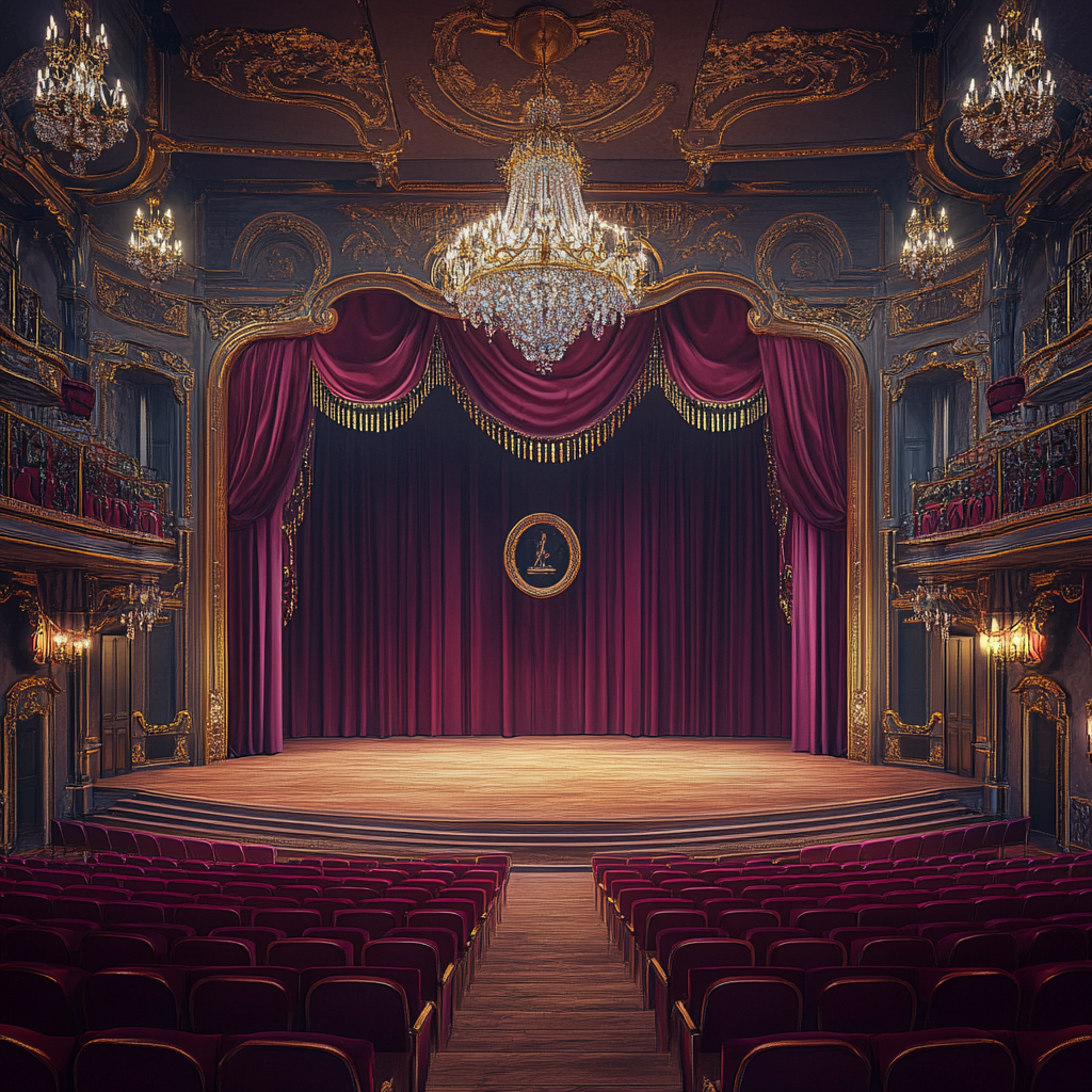 A stunning award-winning school auditorium with dramatic lighting