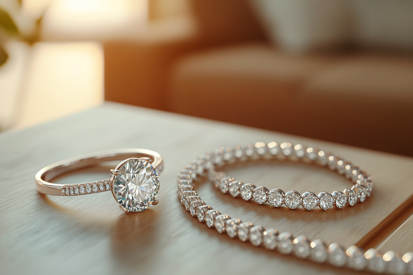 A stunning diamond ring and necklace set