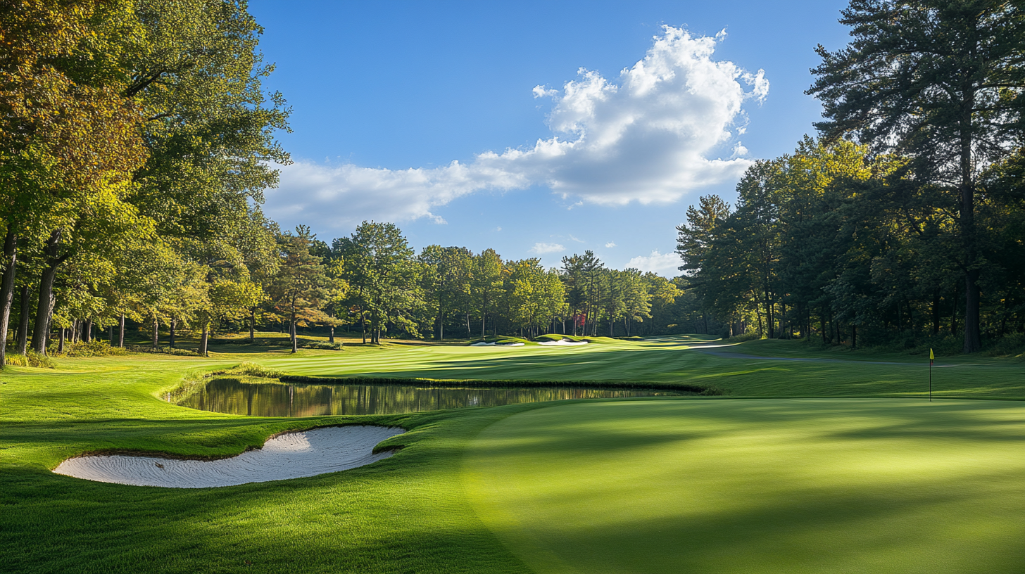 A stunning golf course on a sunny day.