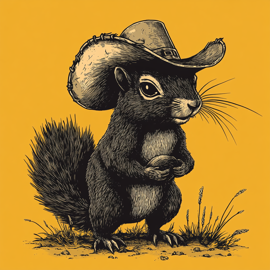 A tough squirrel in a cowboy hat