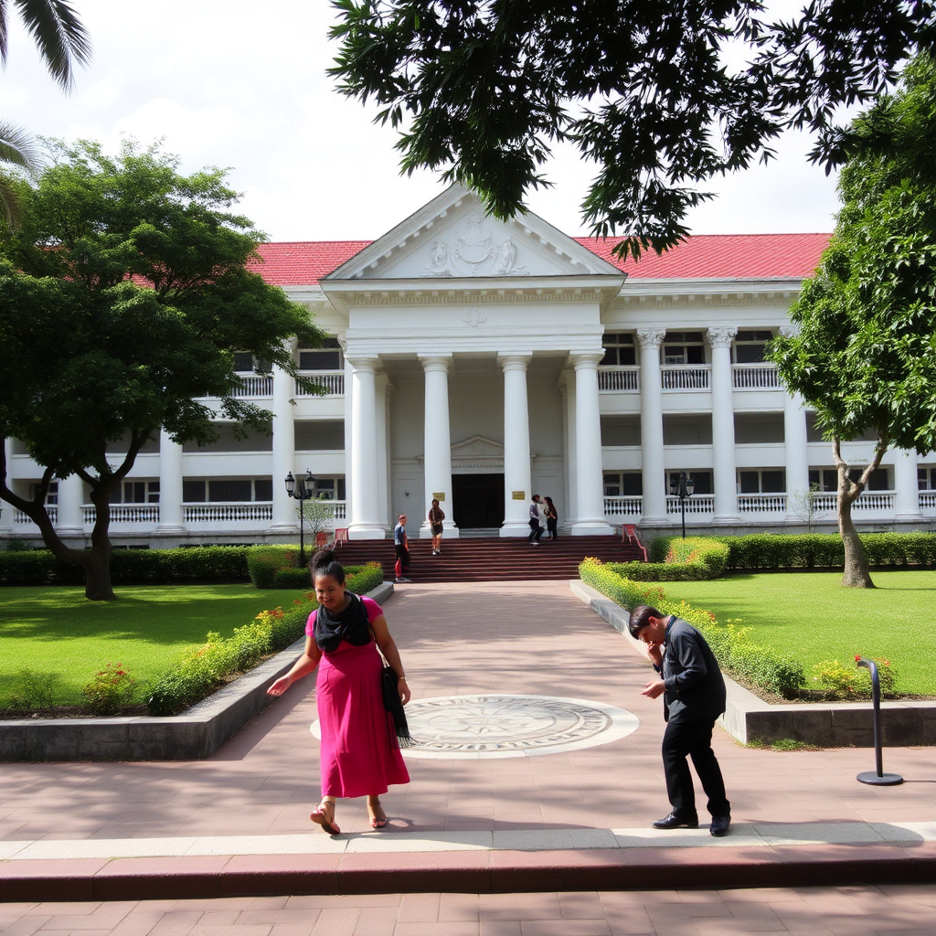 A university building with Kolombia University sign.